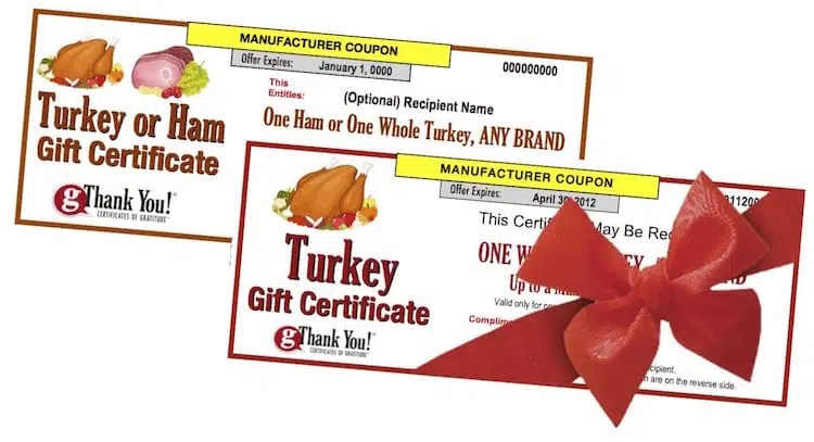 Turkey OR Ham Gift Certificates